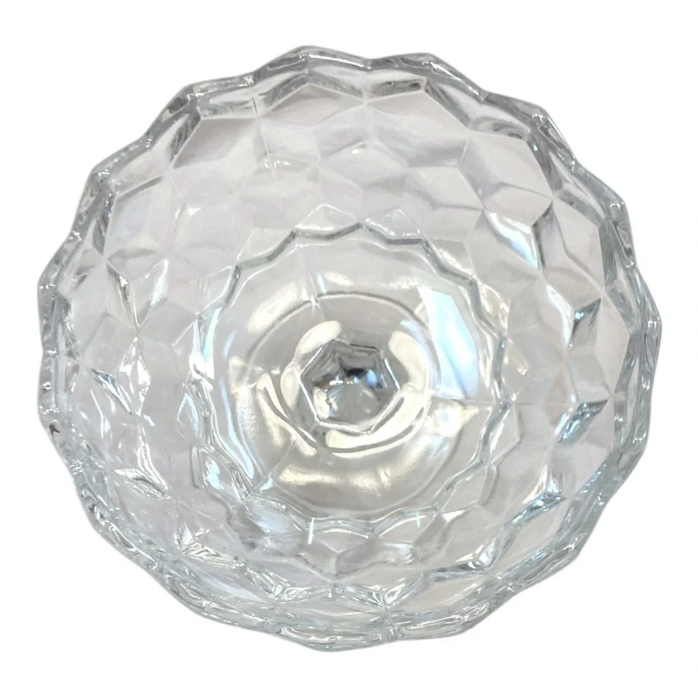 Vintage Clear Glass Candy Jar w/ Lid Pedestal Compote 7.25” Tall